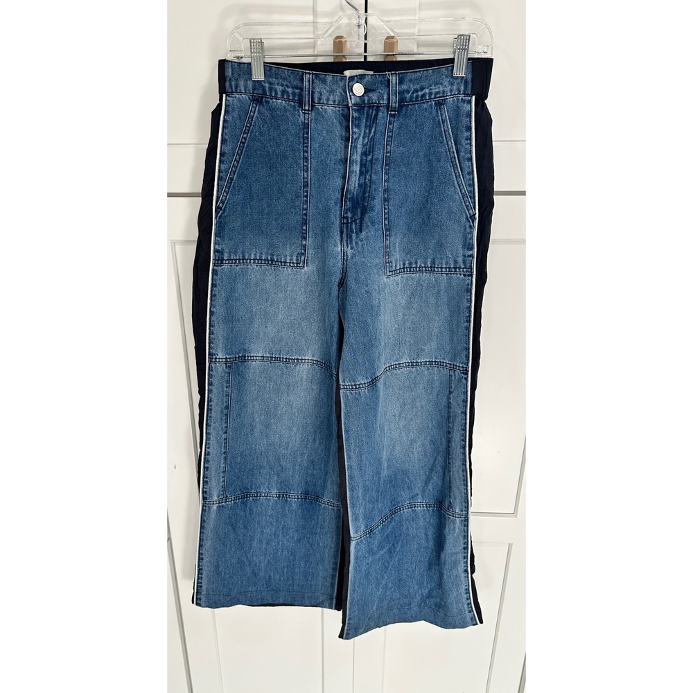 Pacsun Wide Leg Denim Pants with Black Nylon Panels Size S Gorpcore